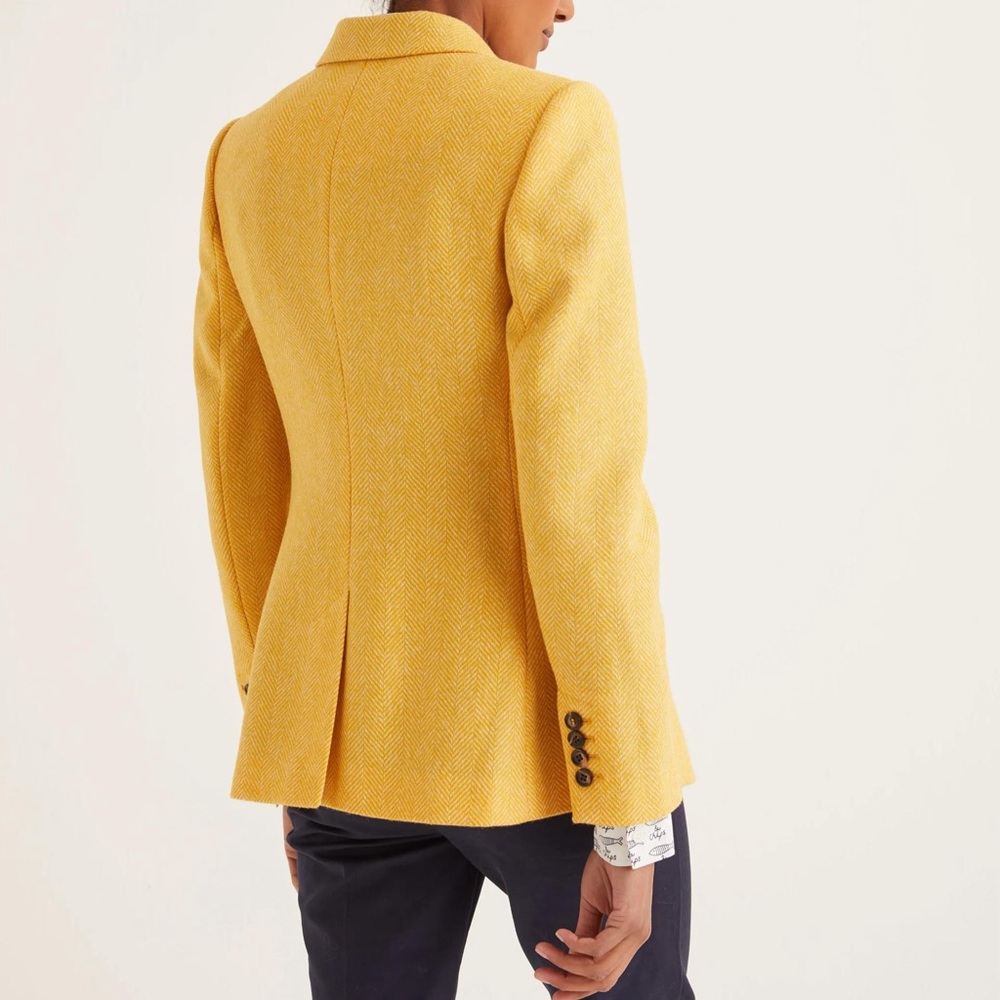 Boden Yellow Herringbone Women's Blazer Jacket - Picture 2 of 11